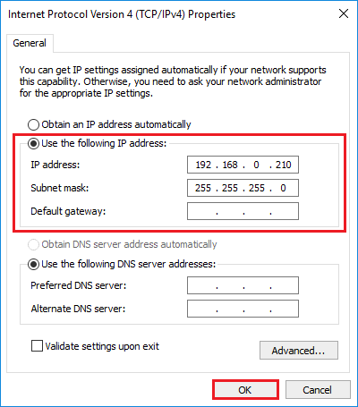 static ip adapter configure ethernet network setting address windows