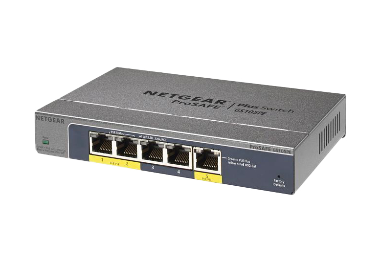 GS105PE | 5-Port Gigabit Ethernet PD-Powered/PoE Pass-thru Plus Switch