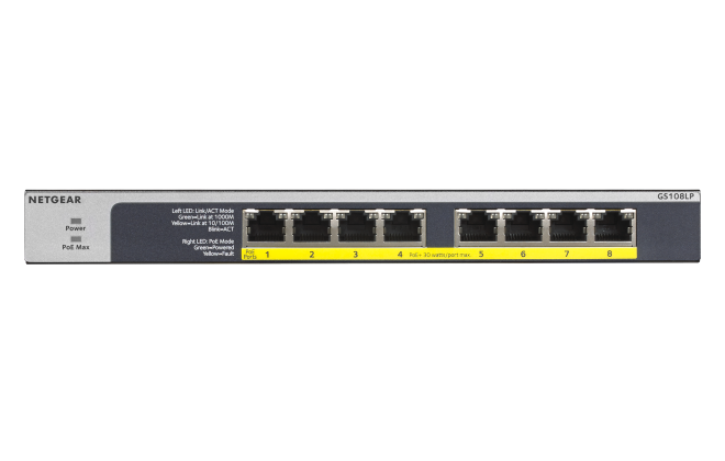 GS108LP | 8 Port Gigabit Ethernet Unmanaged Switch with 8-Port PoE