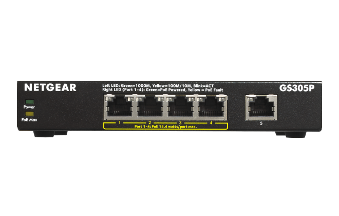 NETGEAR ギガビット5ポート アンマネージスイッチ GS305P Amazon.com: NETGEAR 5-Port Gigabit Ethernet Unmanaged PoE Switch