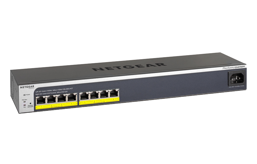 NETGEAR ProSafe GS408EPP 8ポート PoE スイッチ GS408EPP | Easy-Mount 8-Port PoE+ Gigabit Ethernet Plus Switch
