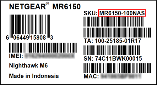 MR6150 產品標籤圖像，其中 MR6150-100NAS 周圍有一個紅色方框。