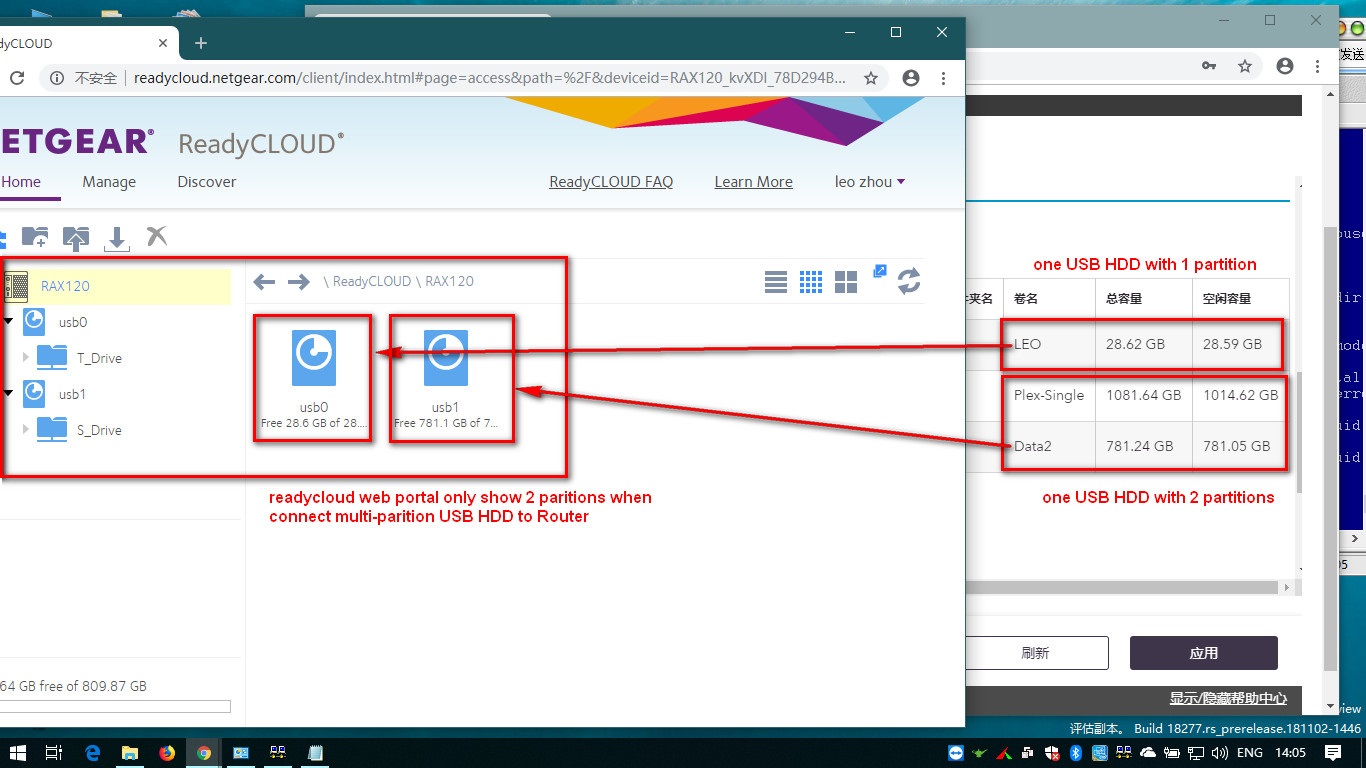 Unable to see Multiple Partitions using ReadyCLOUD Web portal - NETGEAR ...
