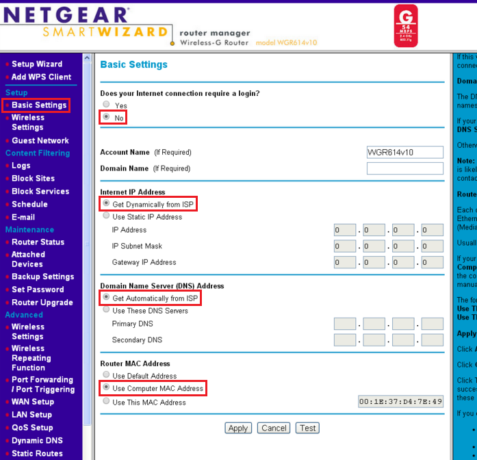 spectrum mac address page