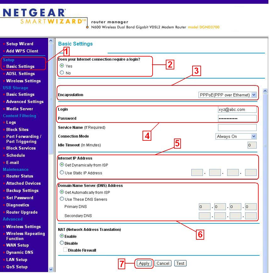 How to manually configure the ADSL settings on a NETGEAR DSL Gateway