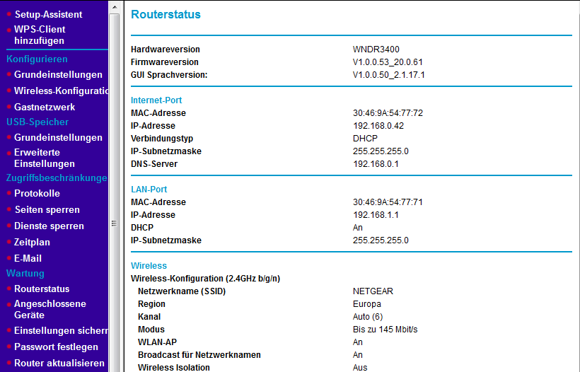 NETGEAR Router Konfiguration für Smart Wizard