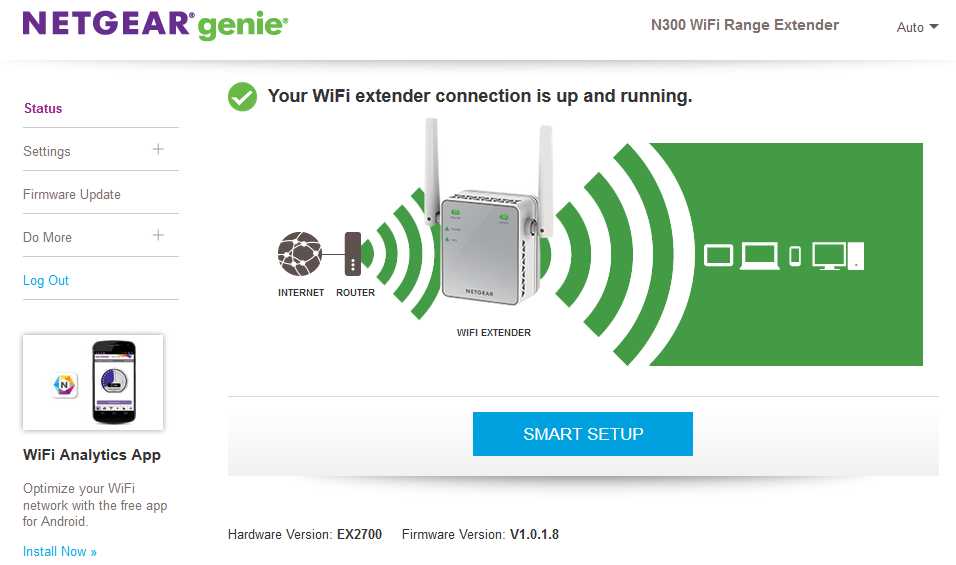 How do I install my NETGEAR EX2700 extender? (Firmware version 1.0.1.8