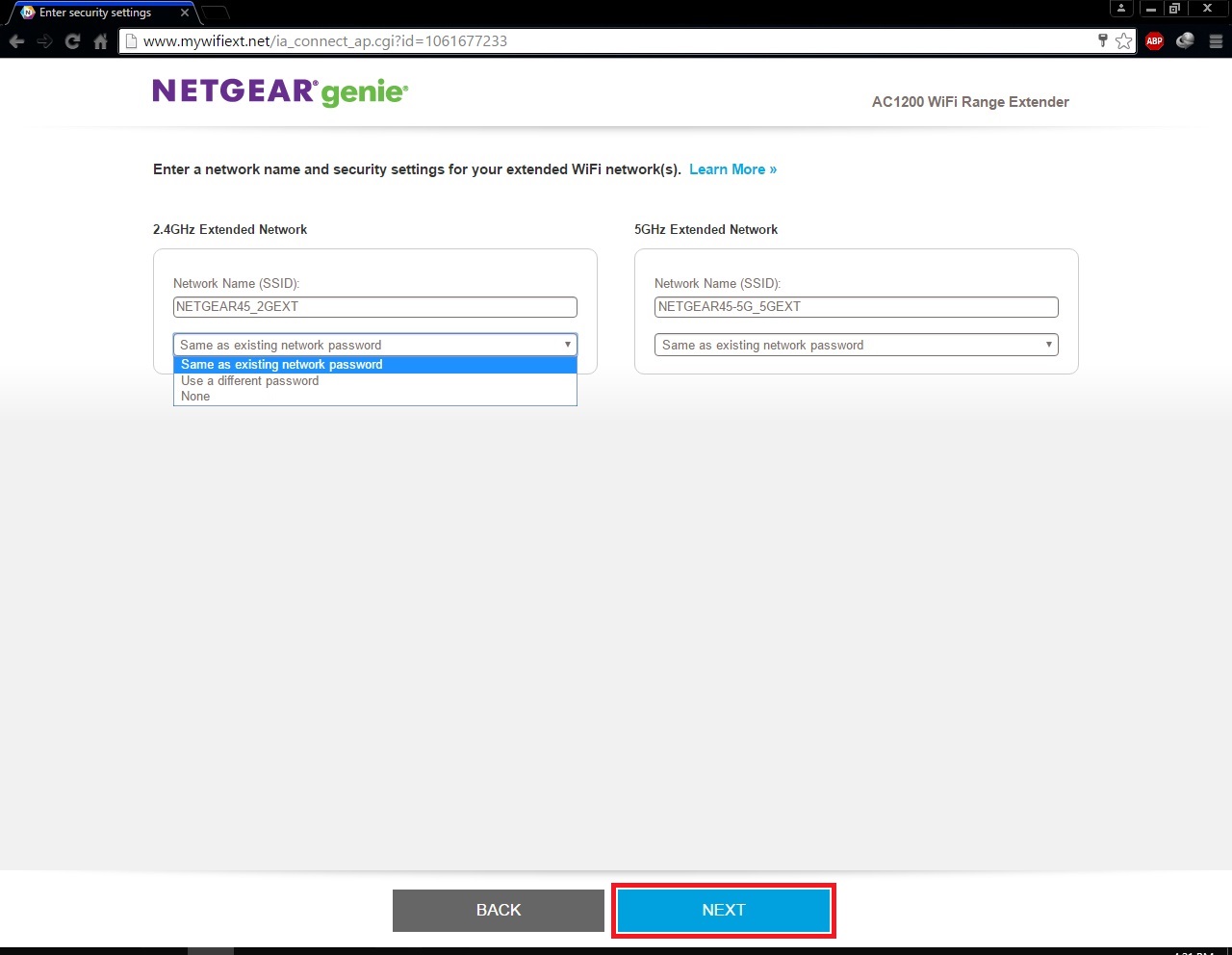 Setup EX6200 as an EXTENDER following the OnScreen instructions