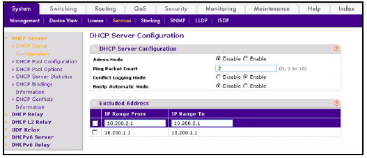 How do I configure a DHCP server using the web interface on my managed ...