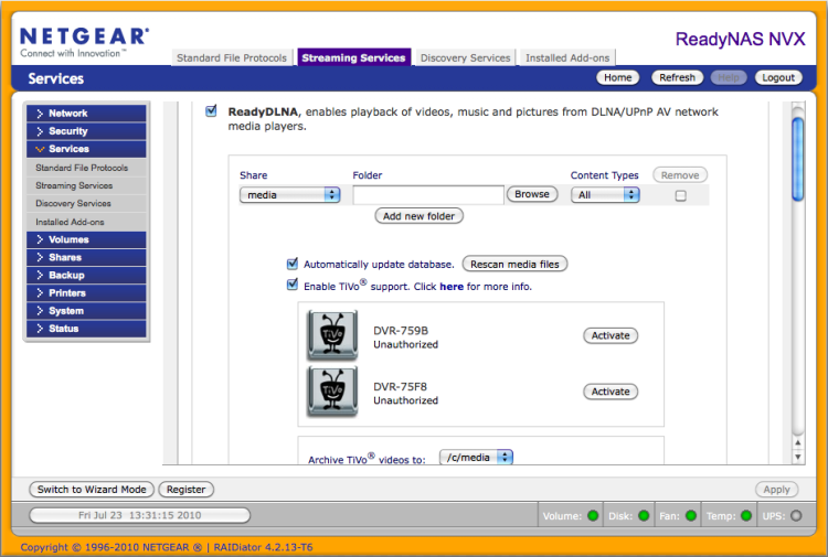 How to archive and playback TiVo recordings to the ReadyNAS Answer